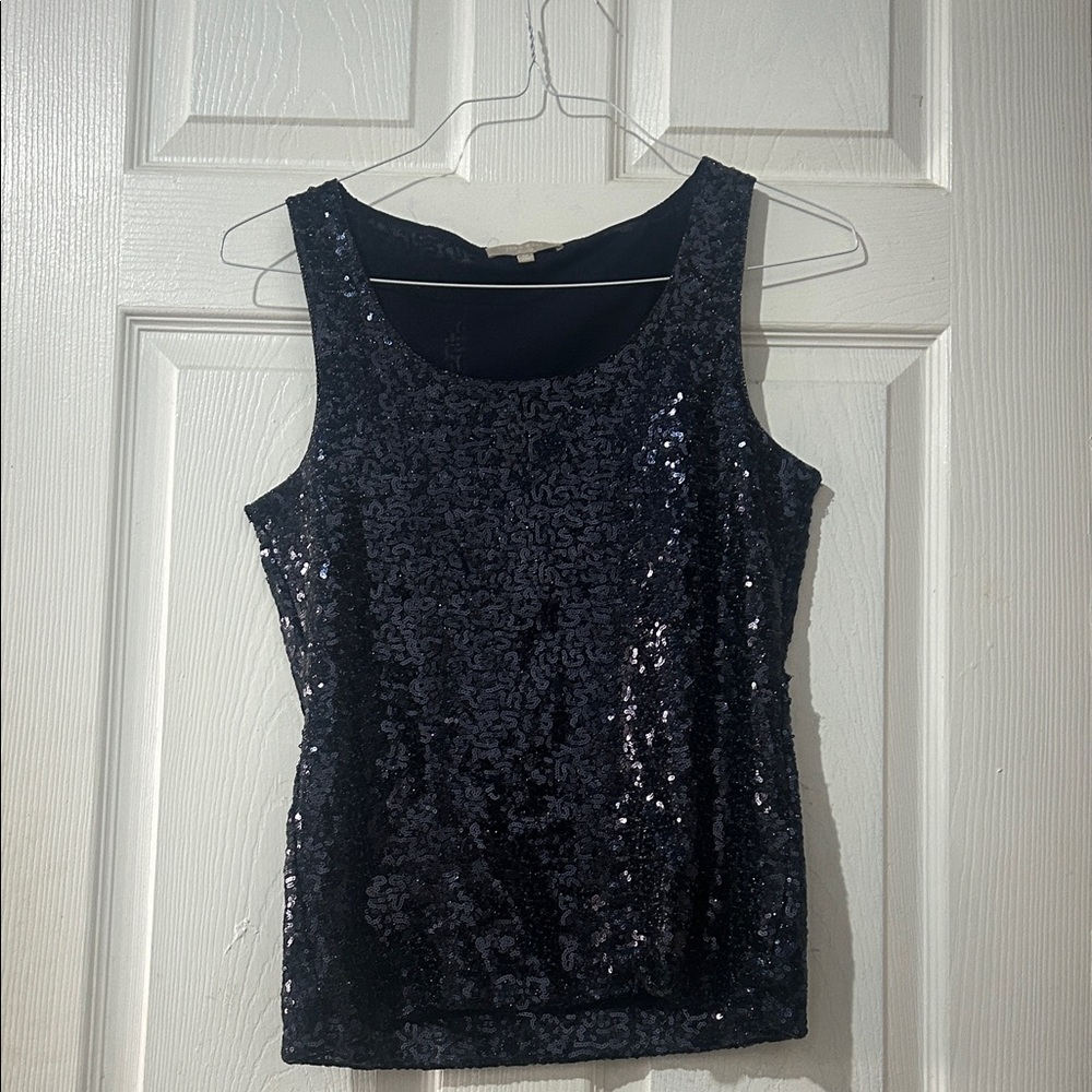 Sequin Sleeveless Top - Black